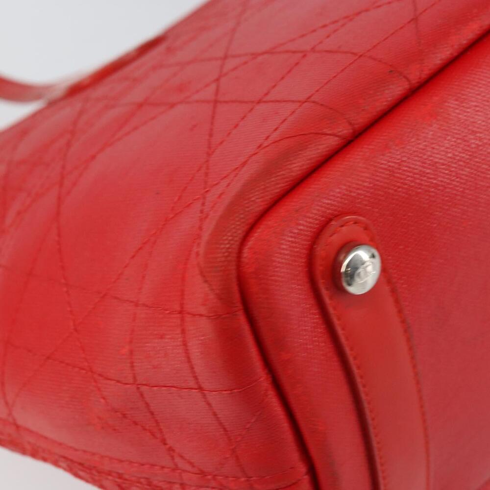 Christian Dior Canage Tote Bag Coated Canvas Red Silver Auth bs31647 - Picture 16 of 16